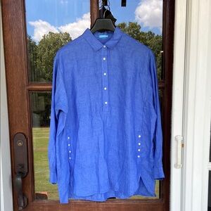 J Mclaughlin‎ Fallon blue linen top. NWOT. Size XL